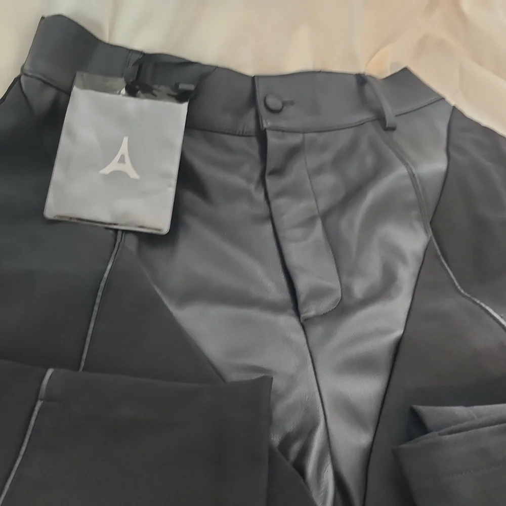 GORGEOUS Vegan Leather &Woven Trousers - Picture 7 of 16